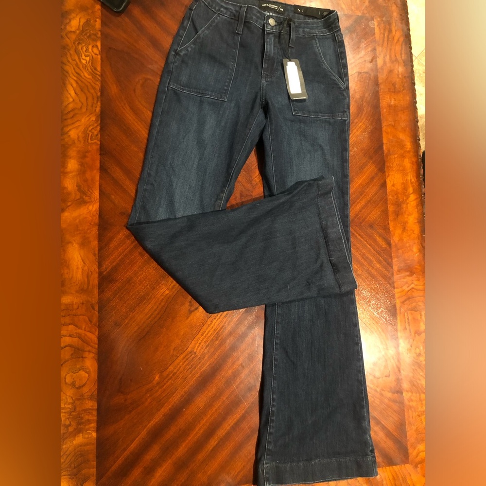 NET just black denim cargo flames flare women’s jeans size 26